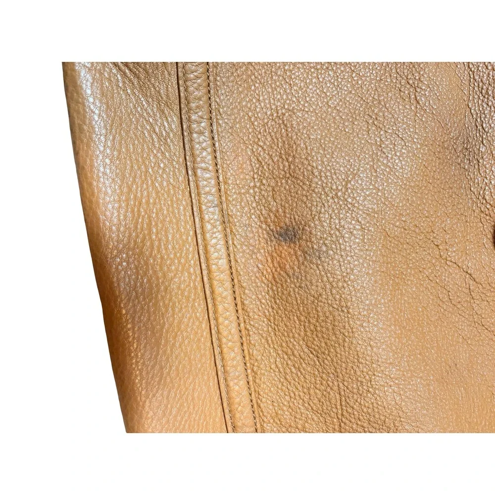 Tory Burch Amanda Classic Tote Bag Womens Large Tan Pebbled Leather